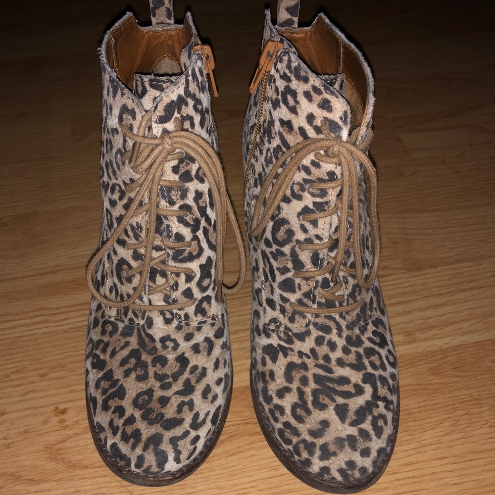 Lucky Brand Leopard Wedged Booties